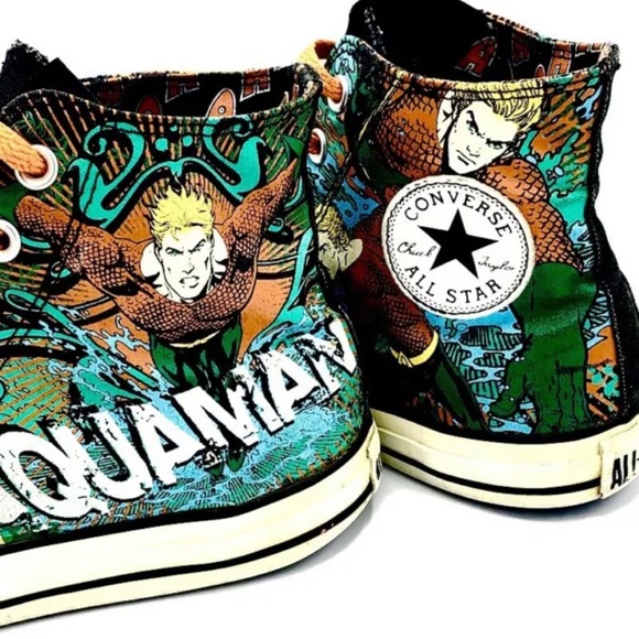 RARE Converse All Star Chuck Taylor Aquaman DC Shoes Men's size 9 Women's 11 - Picture 10 of 12